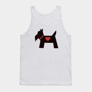 Black and red Scottie dog with heart Tank Top